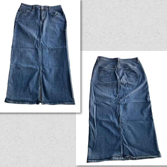 Chicos Platinum Denim Jean Marquis Pencil Skirt Dark Blue Size 0.5 Small 6 - Picture 10 of 10